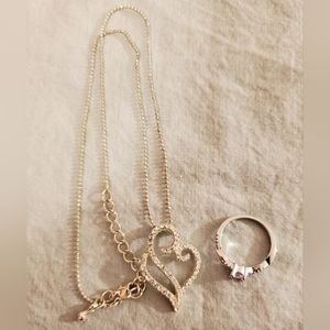 Sterling Silver .925 Ring with Necklace Set